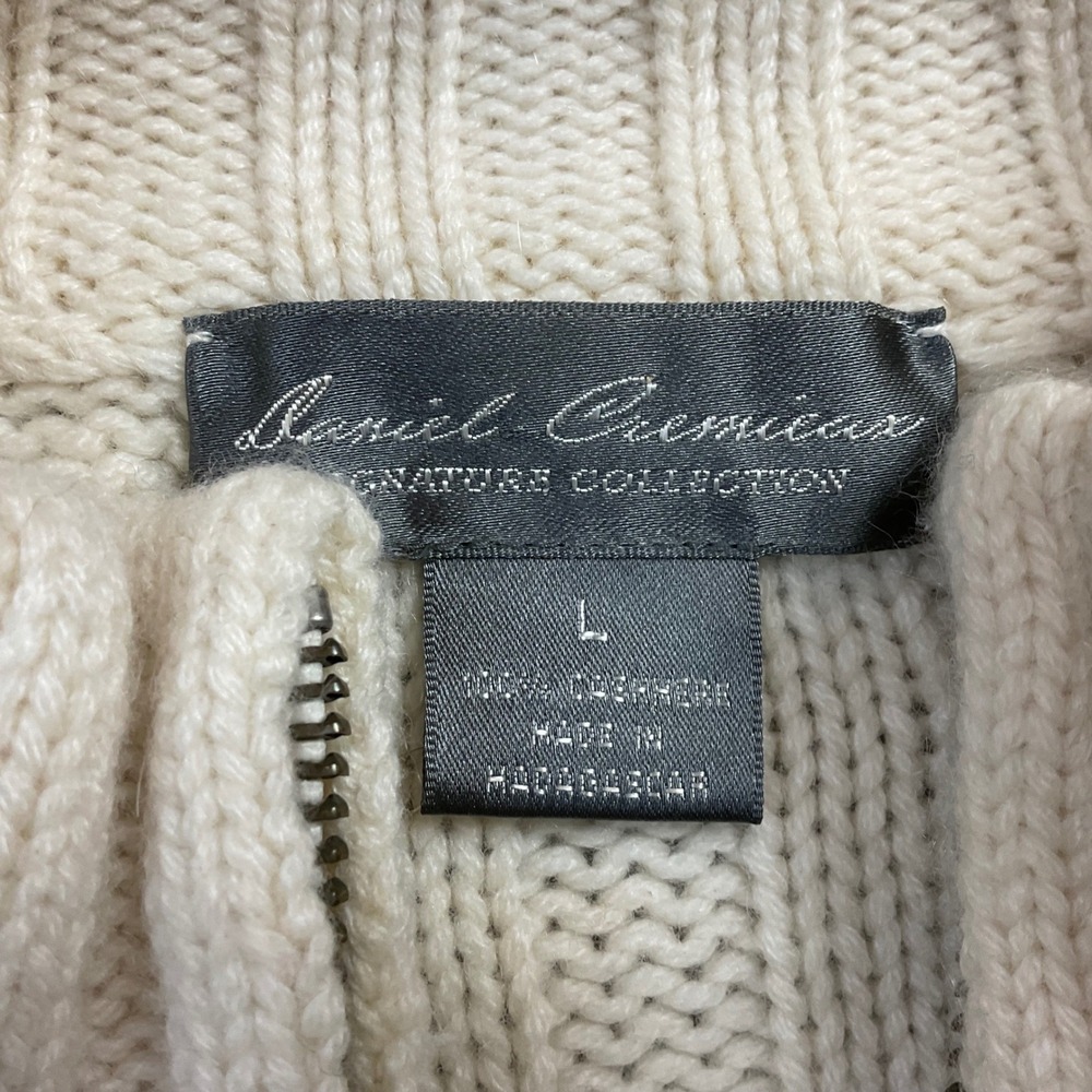 Daniel Cremieux Signature Sweater Mens Large Cream Cashmere 1/4 Zip Fisherman - Picture 3 of 9